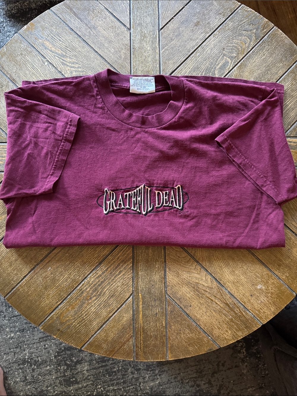 Grateful Dead Burgundy Short Sleeve Tee with White Logo
